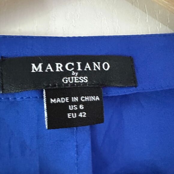 NWT‎ Marciano by GUESS Womens 100% Cotton Belted A-Line Blue Dress Size 6 Small - Picture 5 of 8